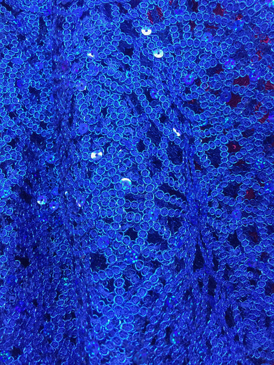 Harmony ROYAL BLUE Foil and Sequins Open Weave Lace Fabric by the Yard - 10023