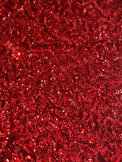 Bianca RED Allover Sequins on Mesh Fabric by the Yard - 10104