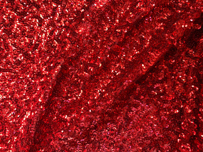 Bianca RED Allover Sequins on Mesh Fabric by the Yard - 10104