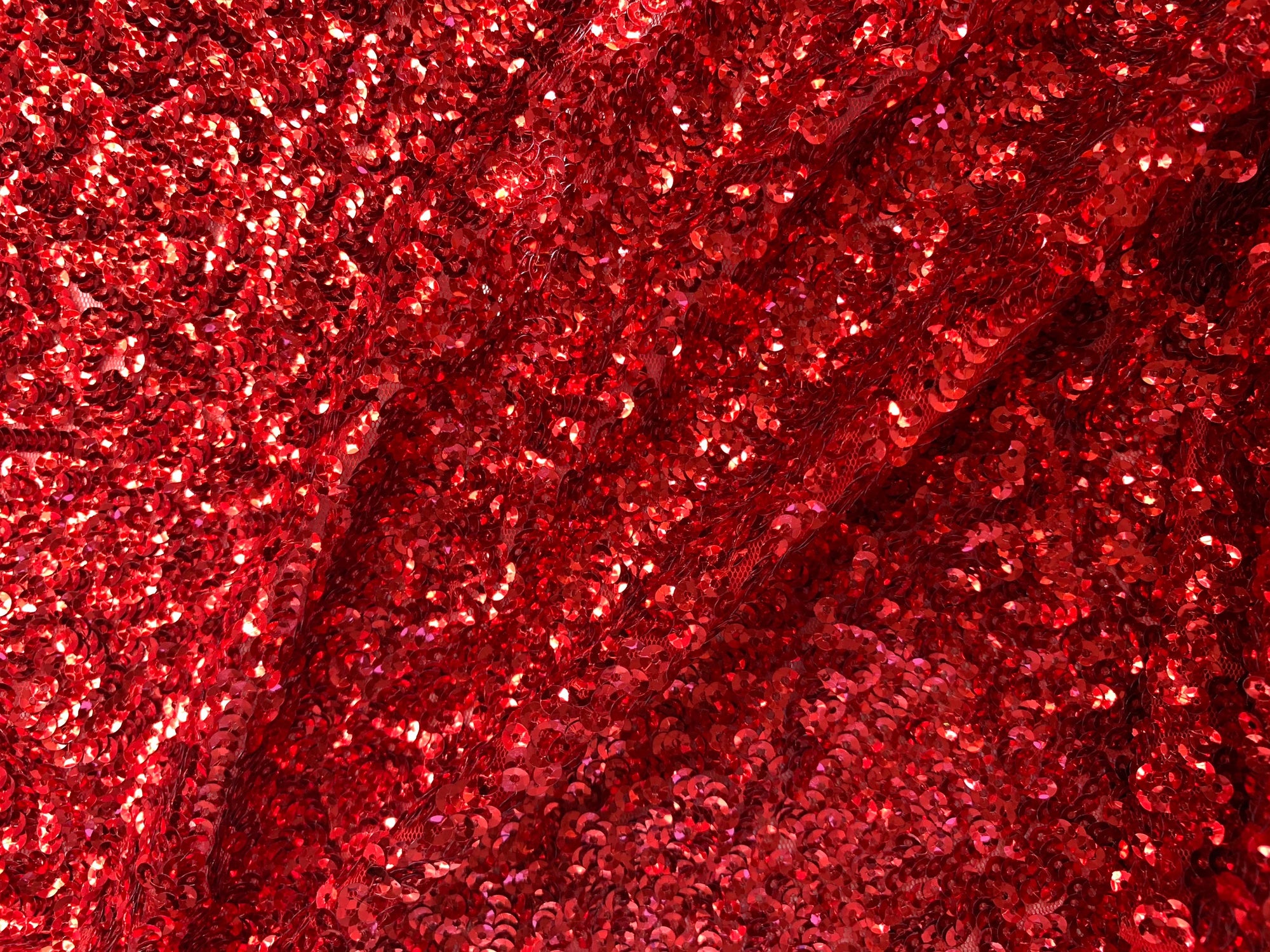 Bianca RED Allover Sequins on Mesh Fabric by the Yard - 10104