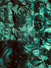Maci HUNTER GREEN 3D Floral Polyester Satin Rosette on Mesh Fabric by the Yard - 10057