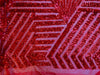 Thea RED Geometric Sequins Diamond & Stripes on Mesh Lace Fabric by the Yard - 10026