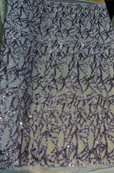 Celeste MAUVE Sequins on Mesh Lace Fabric by the Yard - 10134