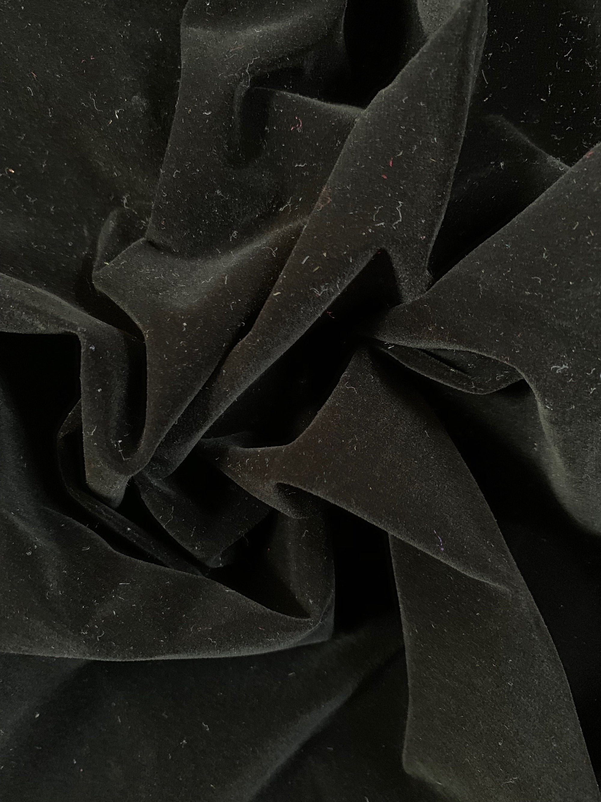 Camryn BLACK Polyester Non-Stretch Velvet Fabric for Light Use Upholstery, Book Cover, Lining, Costumes, Crafts - 10126