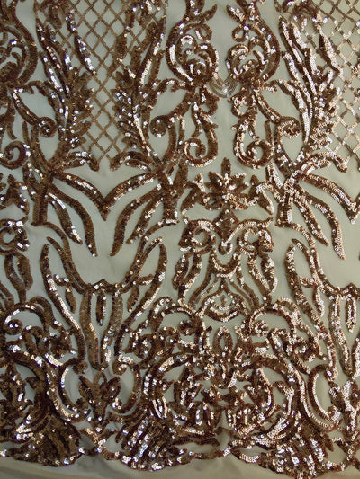 Phoebe DARK KHAKI Sequins on Mesh Lace Fabric by the Yard - 10062