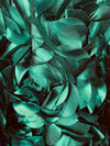 Maci HUNTER GREEN 3D Floral Polyester Satin Rosette on Mesh Fabric by the Yard - 10057