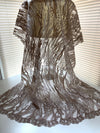 Katelyn TAUPE Vines and Swirls Corded Embroidery on Mesh Fabric by the Yard - 10045