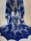 Brianna ROYAL BLUE Polyester Floral Embroidery with Sequins on Mesh Lace Fabric by the Yard - 10020