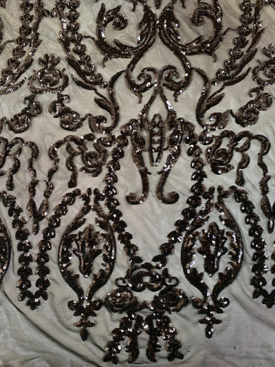 Esmeralda BLACK Sequins on Mesh Lace Fabric by the Yard - 10102