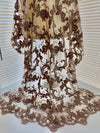 Jayla TAUPE Floral Embroidery with Beads and Sequins on Mesh Lace Fabric by the Yard - 10044