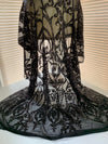 Esmeralda BLACK Sequins on Mesh Lace Fabric by the Yard - 10102