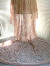 Alaina BLUSH PINK IRIDESCENT Curlicue Sequins on Mesh Lace Fabric by the Yard - 10018