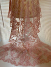 Vivian BLUSH PINK Polyester Embroidery with Sequins on Mesh Lace Fabric by the Yard for Gown, Wedding, Bridesmaid, Prom - 10003