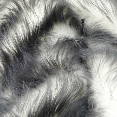 Bristol GREY Tip Candy Shag Long Pile Soft Faux Fur Fabric for Fursuit, Cosplay Costume, Photo Prop, Trim, Throw Pillow, Crafts