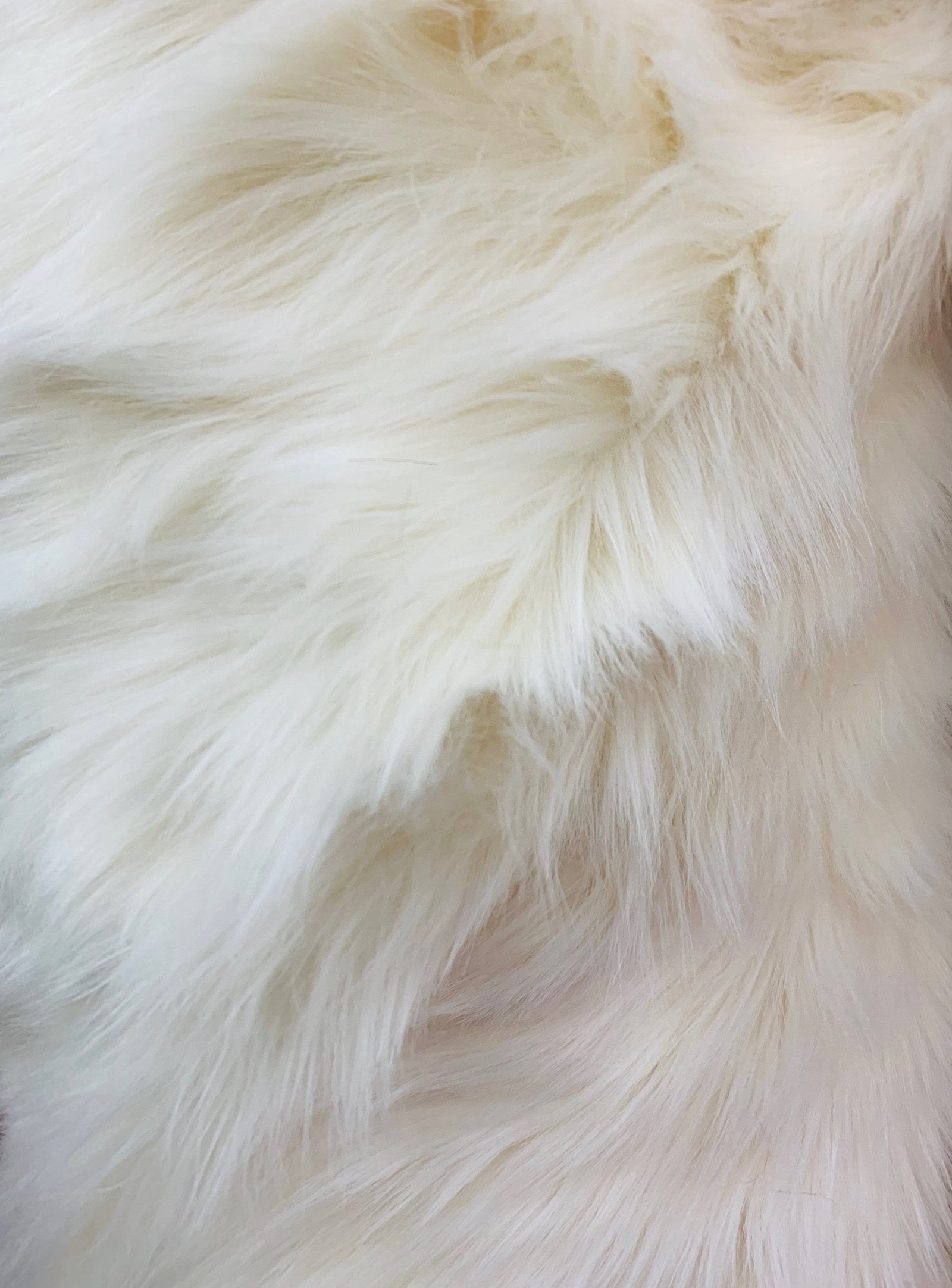 Sasha IVORY 2 Inch Long Pile Soft Luxury Faux Fur Fabric Fursuit, Cosplay Costume, Photo Prop, Trim, Throw Pillow, Crafts