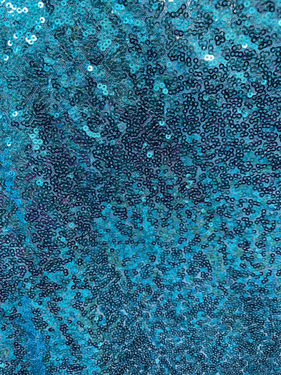Leila TURQUOISE Sequins on Mesh Fabric by the Yard - 10050