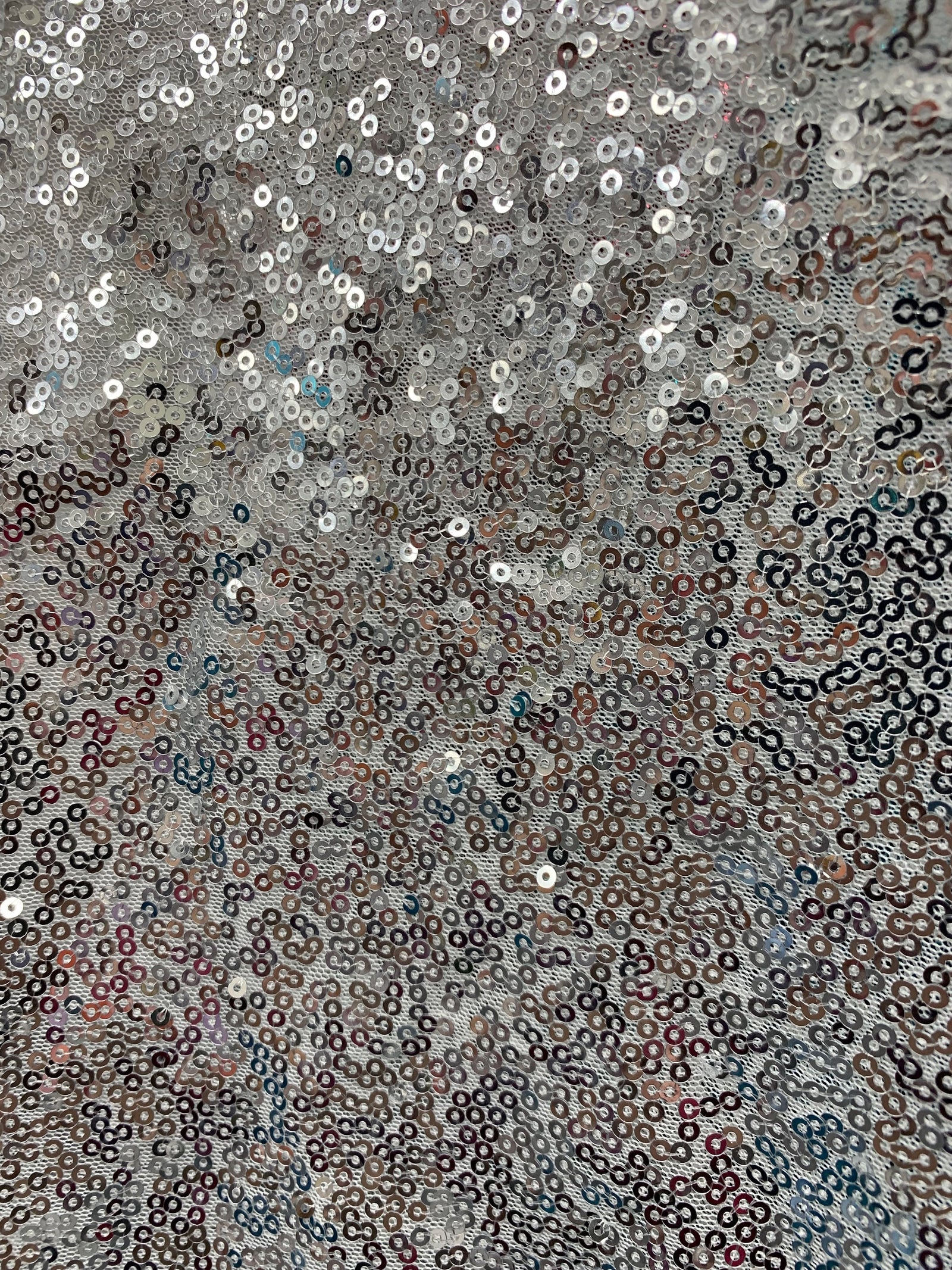 Leila SILVER Sequins on Mesh Fabric by the Yard - 10050