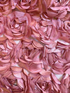 Maci DUSTY PINK 3-D Floral Polyester Satin Rosette on Mesh Fabric by the Yard - 10057
