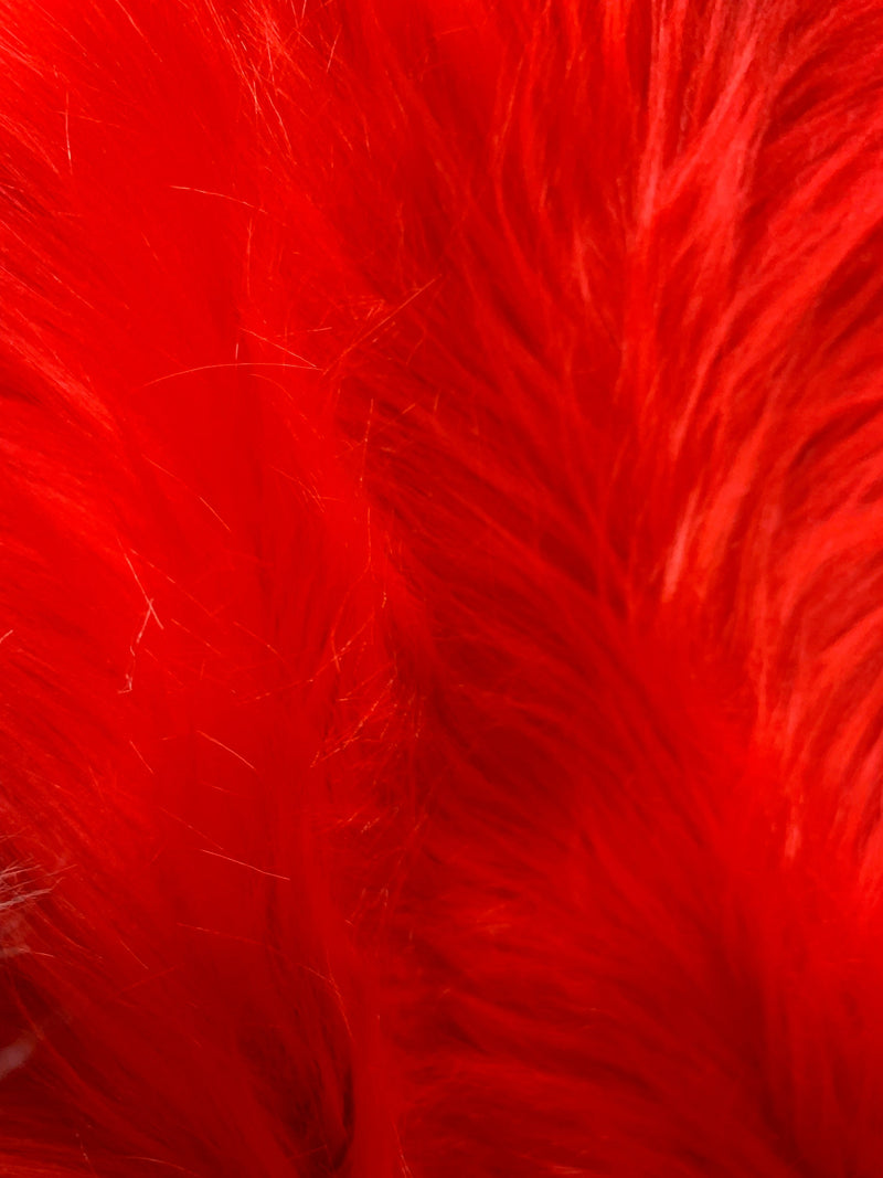 Sasha RED 2 Inch Long Pile Soft Luxury Faux Fur Fabric Fursuit, Cosplay Costume, Photo Prop, Trim, Throw Pillow, Crafts