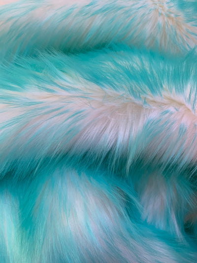 Bristol TURQUOISE Tip Candy Shag Long Pile Soft Faux Fur Fabric for Fursuit, Cosplay Costume, Photo Prop, Trim, Throw Pillow, Crafts