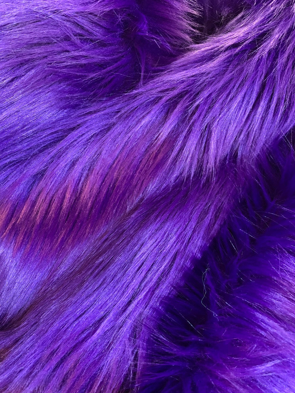 Sasha PURPLE 2 Inch Long Pile Soft Luxury Faux Fur Fabric Fursuit, Cosplay Costume, Photo Prop, Trim, Throw Pillow, Crafts