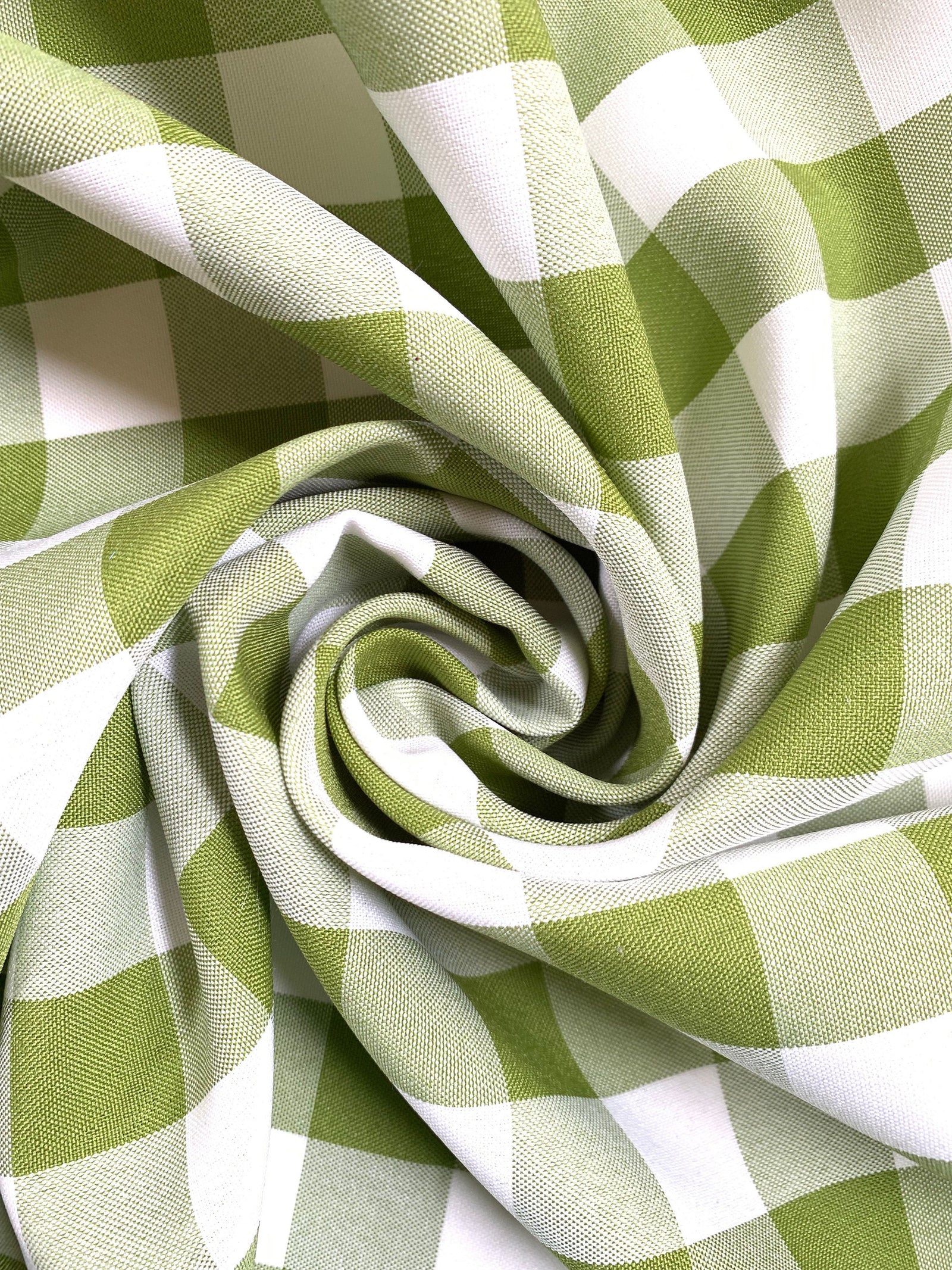 Camille APPLE GREEN 1" Big Checkered Gingham Pattern Poly Poplin Fabric by the Yard - 10049