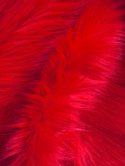 Sasha RED 2 Inch Long Pile Soft Luxury Faux Fur Fabric Fursuit, Cosplay Costume, Photo Prop, Trim, Throw Pillow, Crafts
