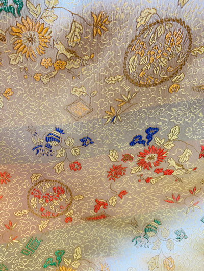 Mira LIGHT GOLD Floral Brocade Chinese Satin Fabric by the Yard - 10137