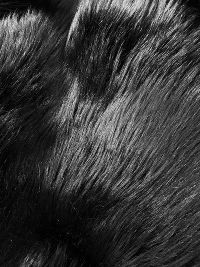 Sasha BLACK 2 Inch Long Pile Soft Luxury Faux Fur Fabric Fursuit, Cosplay Costume, Photo Prop, Trim, Throw Pillow, Crafts