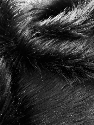Sasha BLACK 2 Inch Long Pile Soft Luxury Faux Fur Fabric Fursuit, Cosplay Costume, Photo Prop, Trim, Throw Pillow, Crafts
