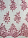 Brianna PINK Polyester Floral Embroidery with Sequins on Mesh Lace Fabric by the Yard - 10020