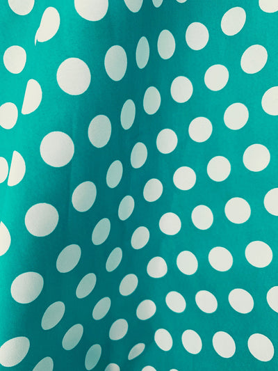 Alicia WHITE Polka Dots on TEAL Polyester Cotton Fabric by the Yard - 10099