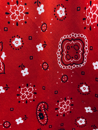 Annabella RED Paisley Floral Print Bandana Poly Cotton Fabric by the Yard - 10115