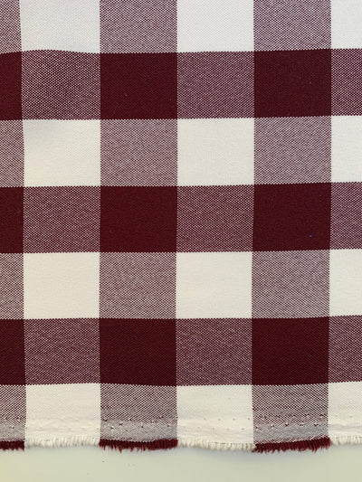 Camille BURGUNDY 1" Big Checkered Gingham Pattern Poly Poplin Fabric by the Yard - 10049