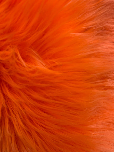 Sasha NEON ORANGE 2 Inch Long Pile Soft Luxury Faux Fur Fabric Fursuit, Cosplay Costume, Photo Prop, Trim, Throw Pillow, Crafts