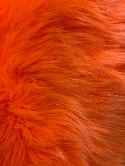 Sasha NEON ORANGE 2 Inch Long Pile Soft Luxury Faux Fur Fabric Fursuit, Cosplay Costume, Photo Prop, Trim, Throw Pillow, Crafts