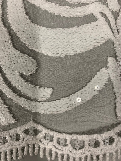 Elsie WHITE Curlicue Sequins on Mesh Lace Fabric by the Yard - 10112