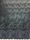Joanna BLACK Maze Sequins Embroidered Dots on Mesh Lace Fabric by the Yard - 10074