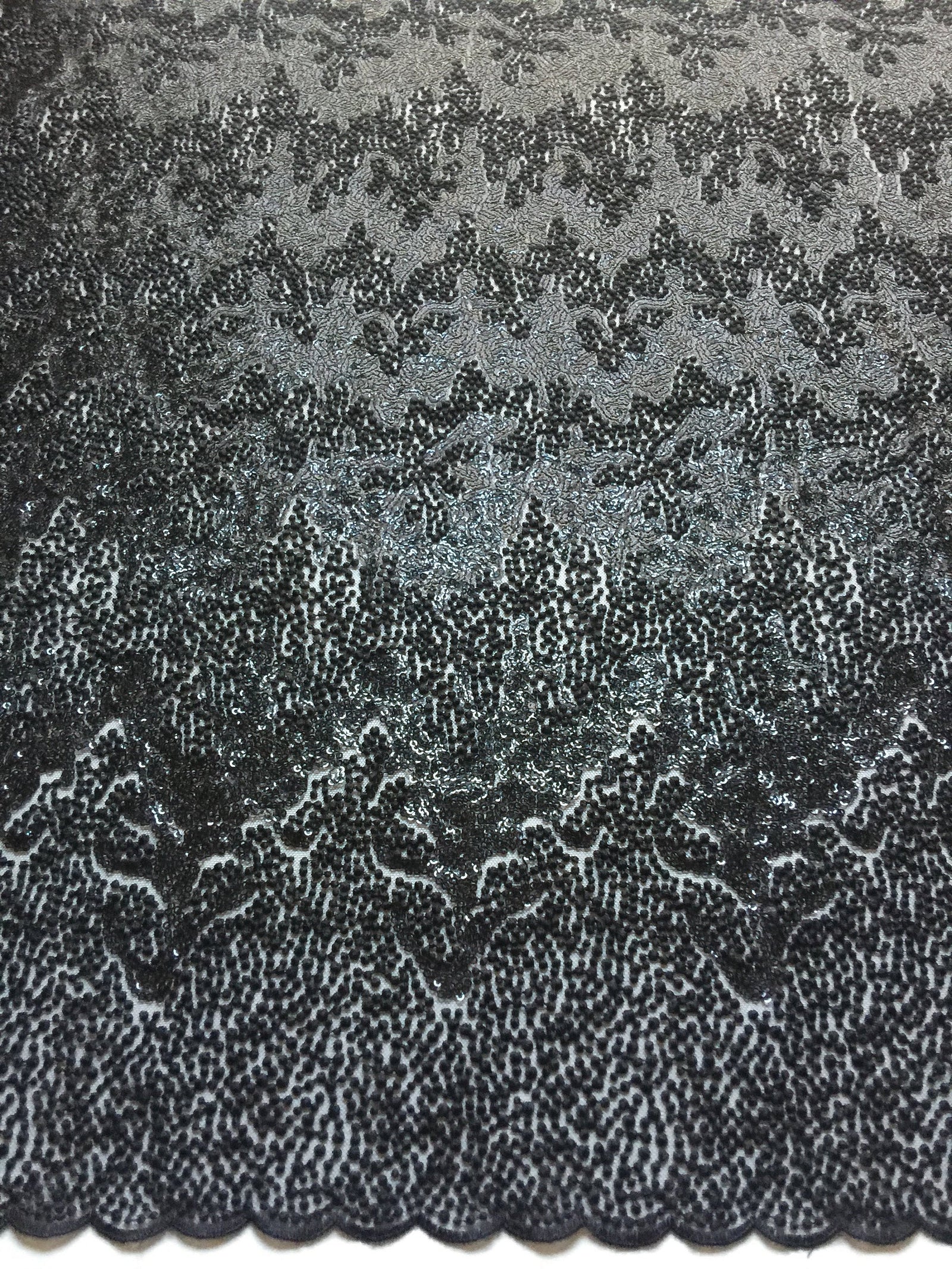 Joanna BLACK Maze Sequins Embroidered Dots on Mesh Lace Fabric by the Yard - 10074