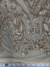 Alaina CHAMPAGNE Curlicue Sequins on Mesh Lace Fabric by the Yard - 10018