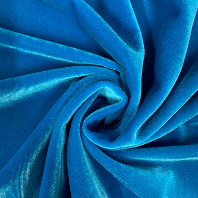 Princess TURQUOISE BLUE Polyester Spandex Stretch Velvet Fabric by the Yard for Tops, Dresses, Skirts, Dance Wear, Costumes, Crafts - 10001