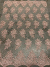 Brianna OLD ROSE Polyester Floral Embroidery with Sequins on Mesh Lace Fabric by the Yard - 10020