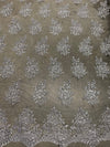 Brianna GREY Polyester Floral Embroidery with Sequins on Mesh Lace Fabric by the Yard - 10020