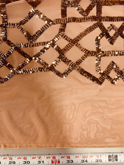 Meredith BRONZE Trellis Pattern Sequins on Mesh Lace Fabric by the Yard - 10146