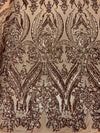 Alaina BRONZE Curlicue Sequins on Mesh Lace Fabric by the Yard - 10018