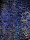 Jordyn ROYAL BLUE Diamond Sequins on BLACK Mesh Lace Fabric by the Yard - 10008