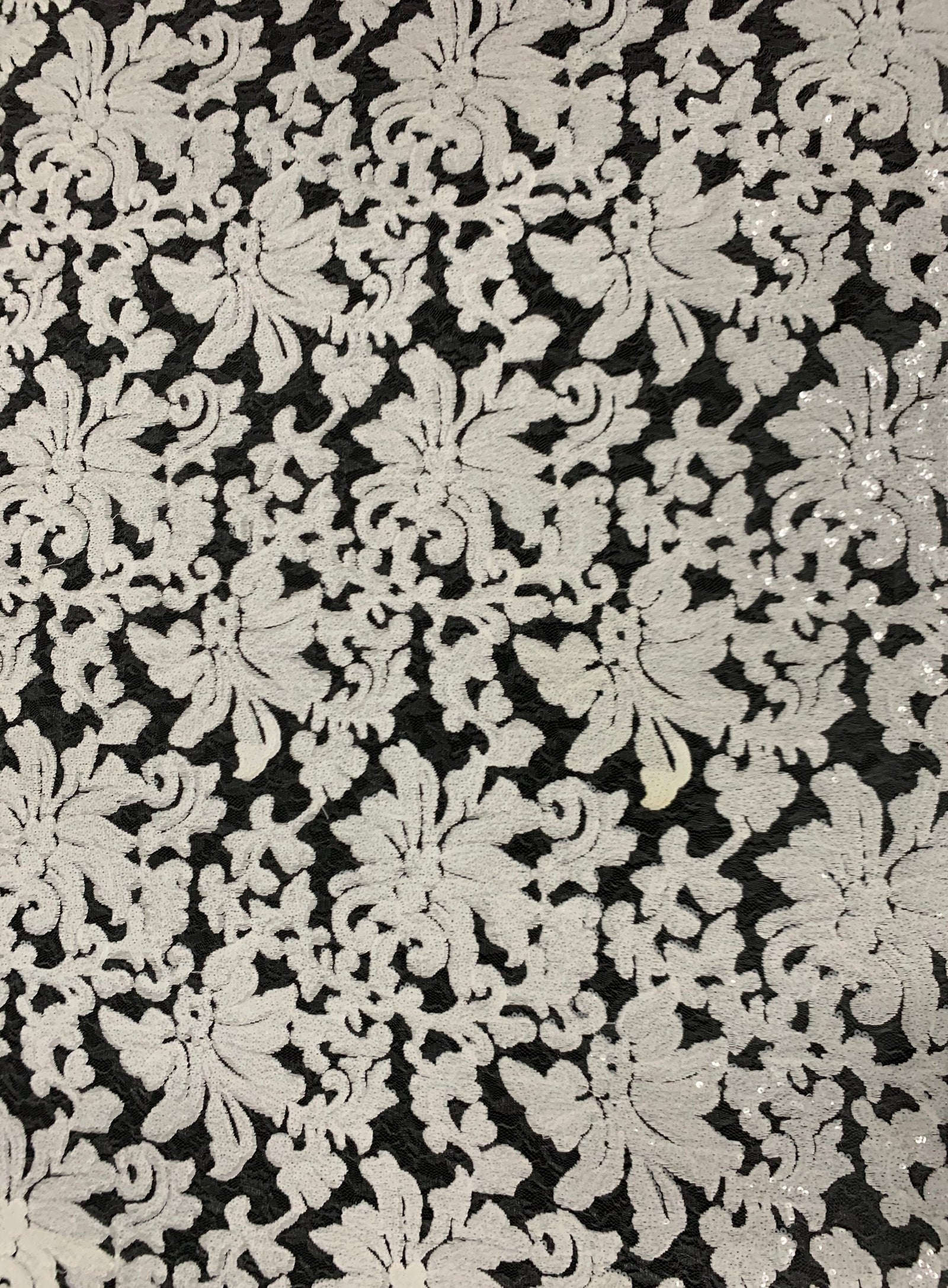 Liana OFF WHITE Embroidered Floral Sequins on Mesh Lace Fabric by the Yard - 10150