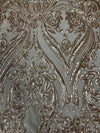 Alaina CHAMPAGNE Curlicue Sequins on Mesh Lace Fabric by the Yard - 10018
