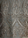 Alaina CHAMPAGNE Curlicue Sequins on Mesh Lace Fabric by the Yard - 10018