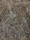 Alaina CHAMPAGNE Curlicue Sequins on Mesh Lace Fabric by the Yard - 10018
